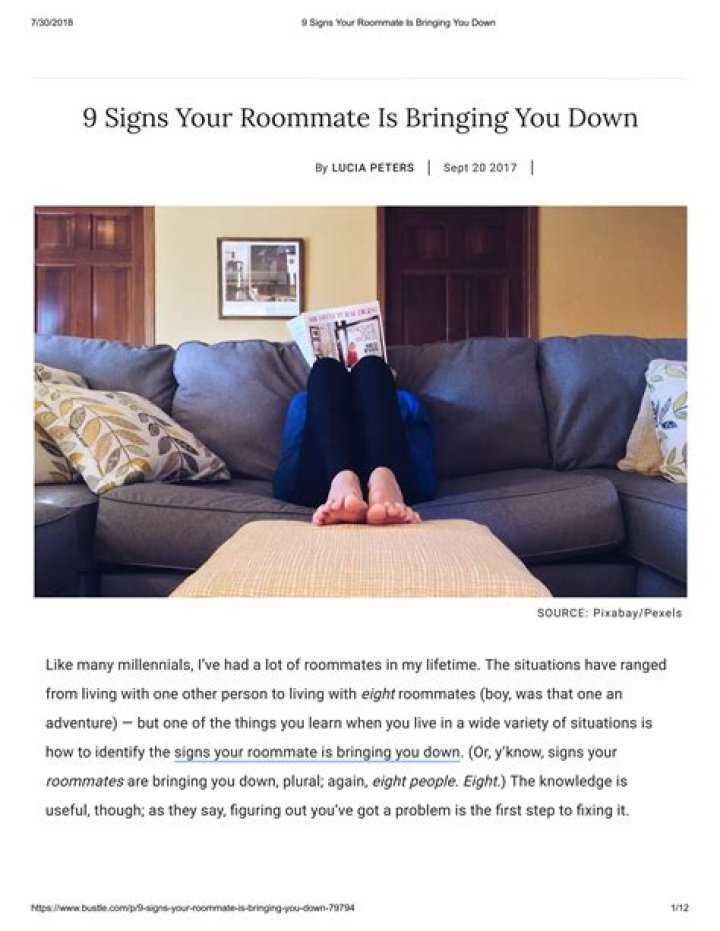 9 Signs Your Roommate Is Bringing You Down