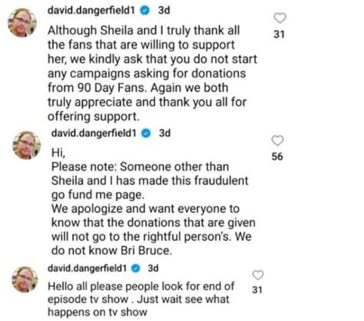 90 Day Fiance star David Dangerfield exposes scammer who set up fraudulent GoFundMe for Sheila’s home repairs