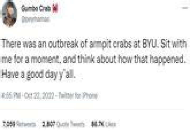 Alleged 'armpit crabs outbreak' at BYU unleashes chaos on social media