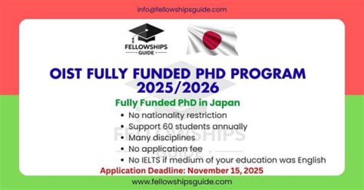 Apply For Fully Funded OIST PhD Program 2024/2025, Okinawa, Japan