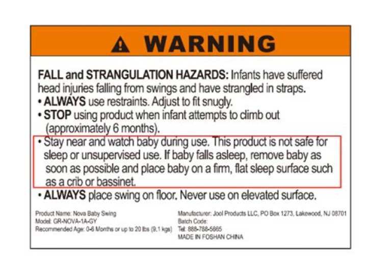 Baby infant swings recalled due to suffocation hazards