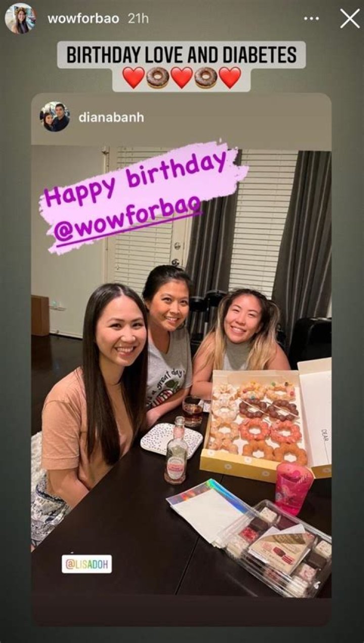 Bao Huong Hoang celebrates her birthday with donuts