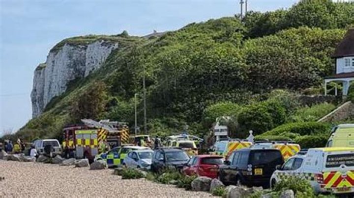 Beach horror as car 'drives off a cliff' with at least one person inside sparking huge emergency response in Kent
