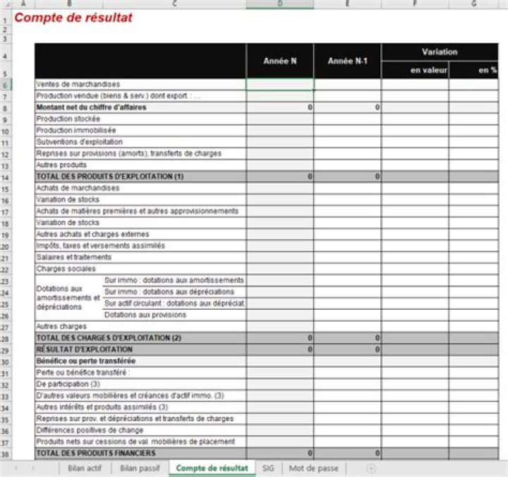 Bilan comptable vierge remplissable Excel : Simple & Gratuit
