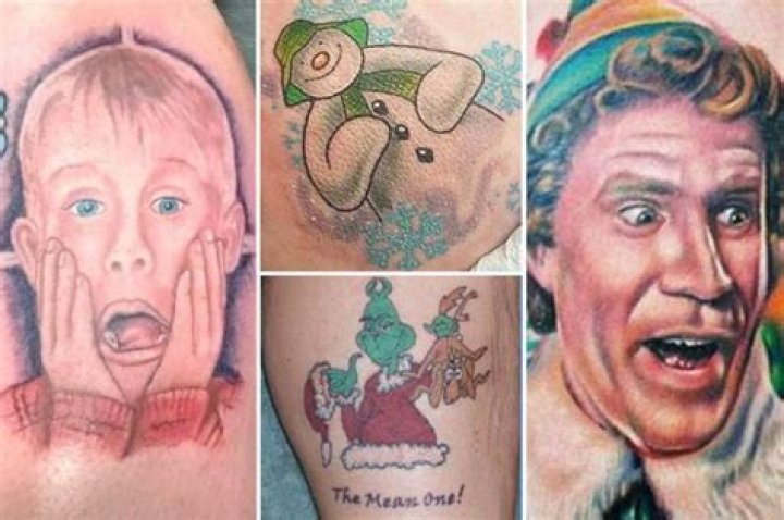 Body art lovers showcase their Christmas-inspired tattoos, including The Grinch, The Snowman and Kevin from Home Alone
