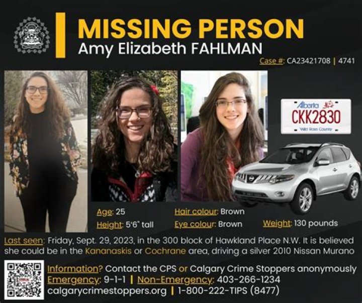 Calgary Amy Fahlman found dead and obituary