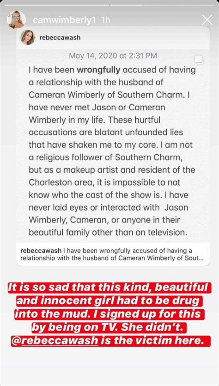 Cameran Eubanks says Rebecca Leigh Wash cheating rumors are nonsense, husband Jason Wimberly is faithful