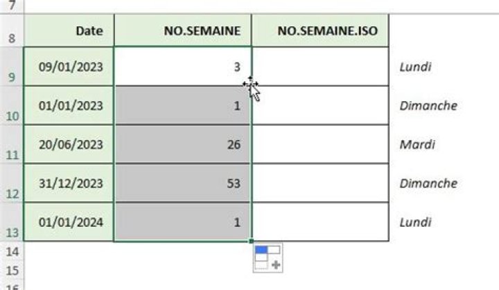 Date en fonction du numéro de semaine Excel : Exemple