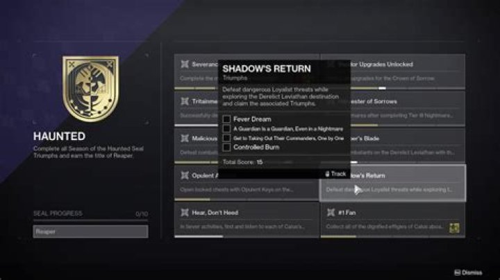 Destiny 2: How to Get the Shadow's Return Triumph