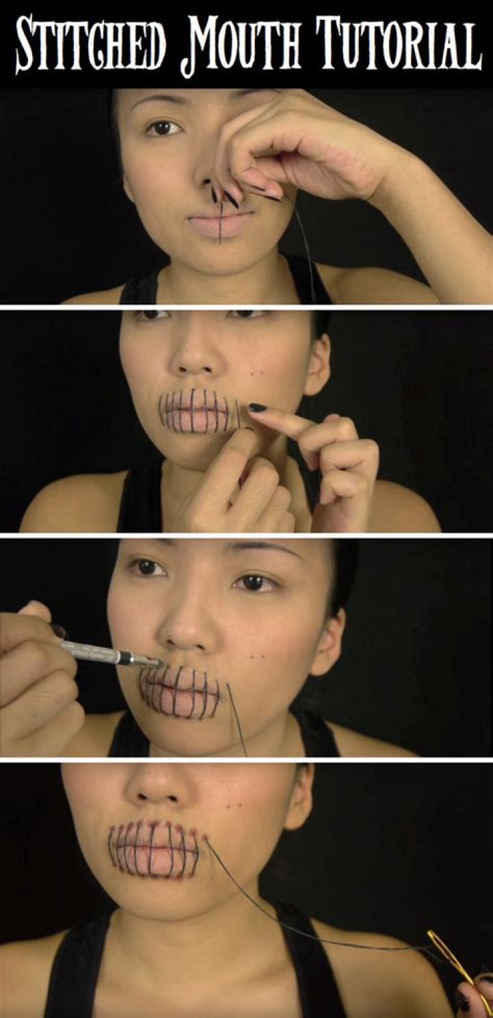 Easy Stitched Mouth Halloween Makeup You Can Do With Products You Already Own — PHOTOS