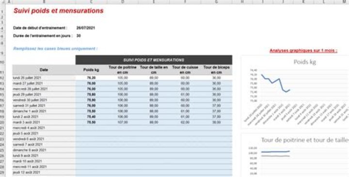 Fichier Excel préparation physique + suivi entrainement Gratuit