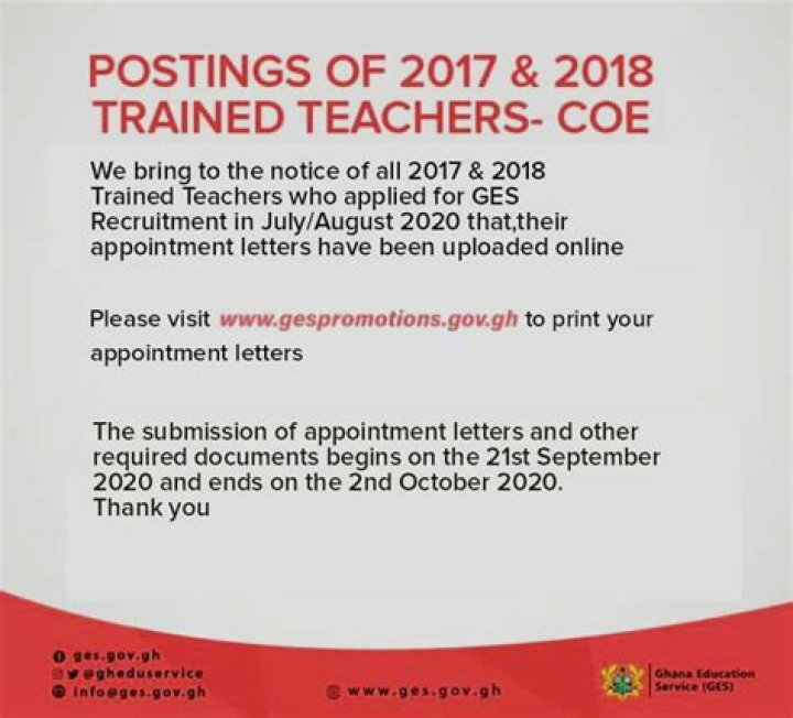 GES Posting Of Newly Trained Teachers Released