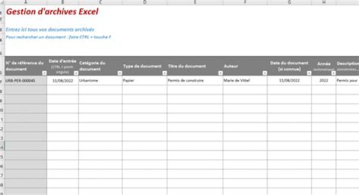 Gestion d’archives Excel : logiciel complet, gratuit & pratique