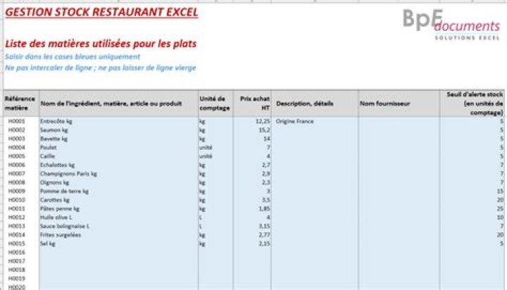 Gestion stock restaurant Excel : un logiciel gratuit ultra pro