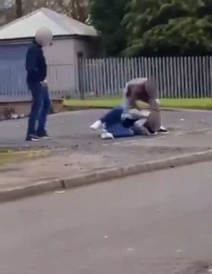 Horror moment thugs batter young man on Scots street as victim screams 'my leg is broken' and begs them to stop
