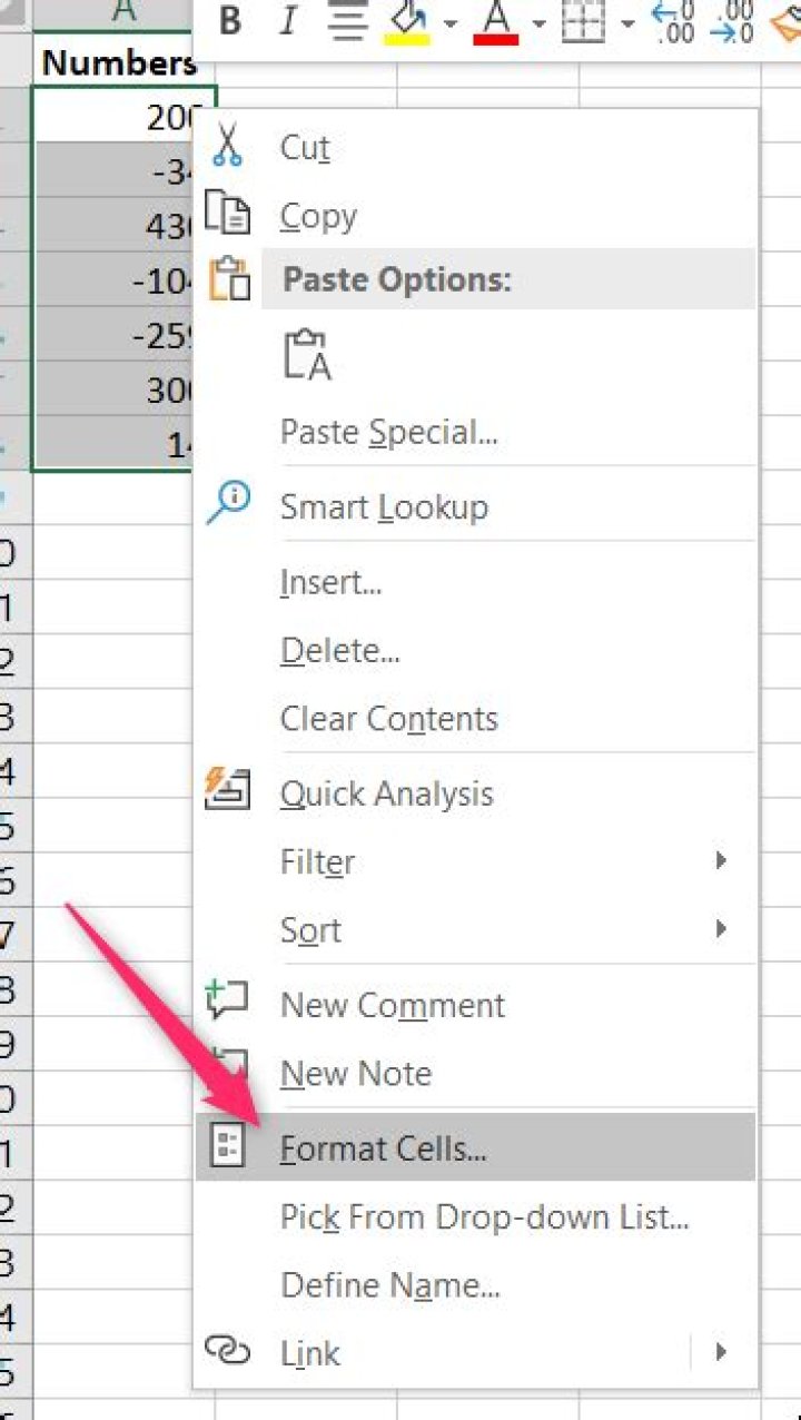 How to change how excel displays negative numbers