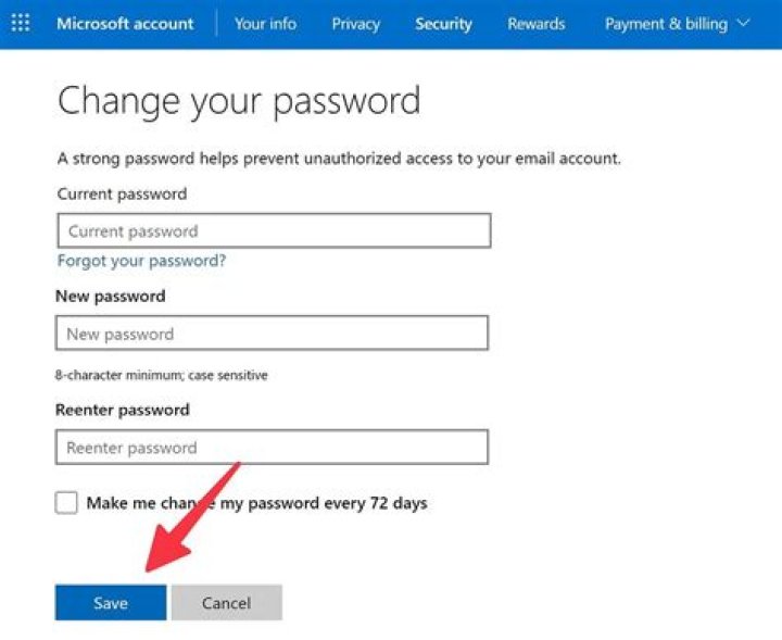 How to change your outlook. com password