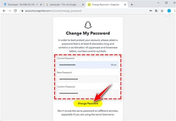 How to change your snapchat password