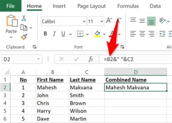 How to Combine First and Last Names in Microsoft Excel