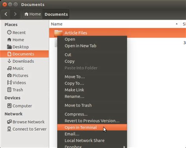 How to open terminal to a specific folder in ubuntu’s file browser