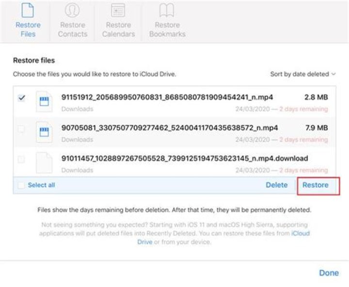 How to recover deleted files from icloud drive