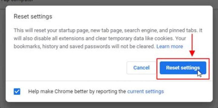 How to reset chrome settings to default