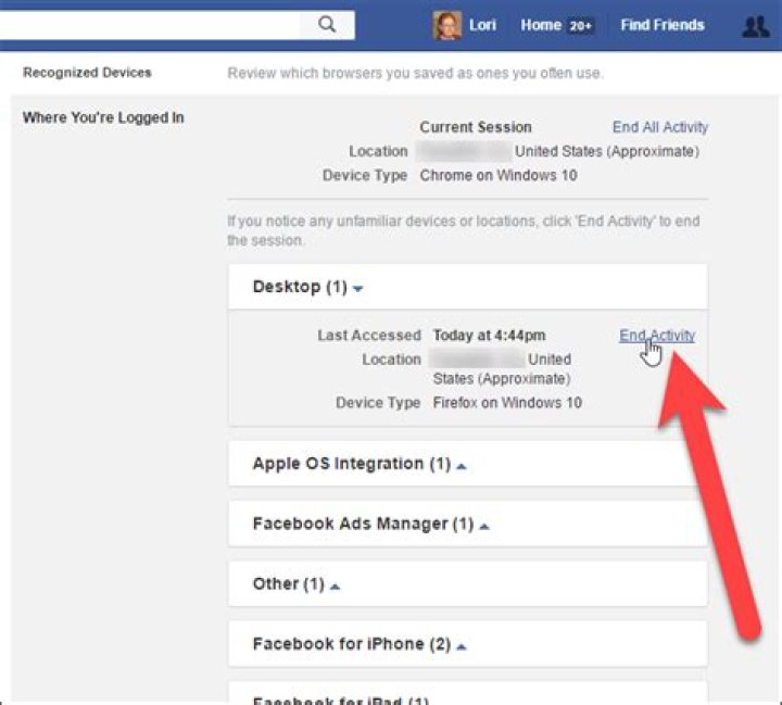 How to see other devices logged into your facebook account