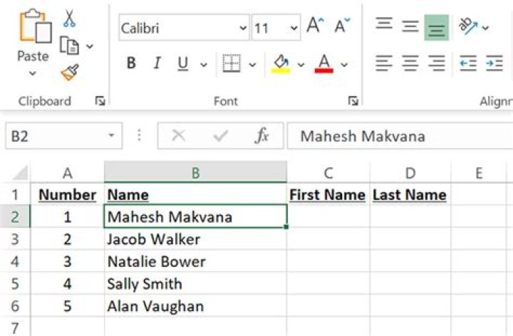 How to Separate First and Last Names in Microsoft Excel