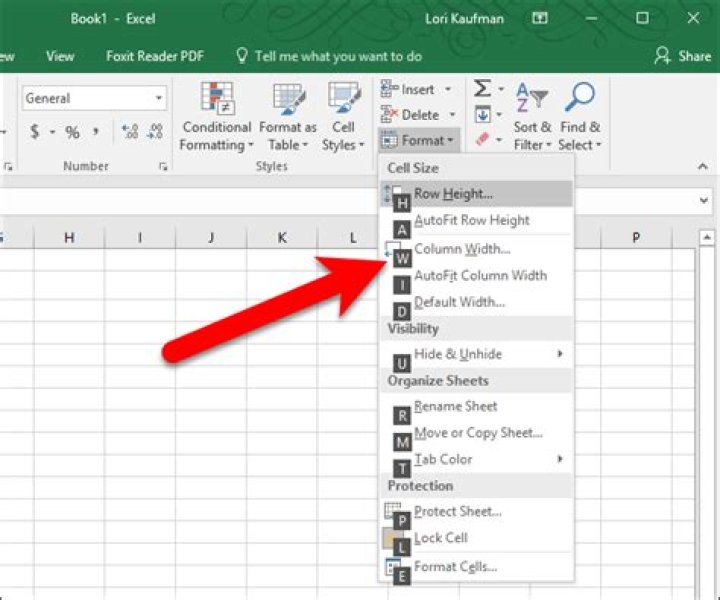 How to set row height and column width in excel using the keyboard