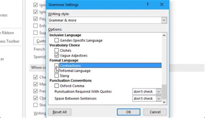 How to stop microsoft word from underlining contractions as errors