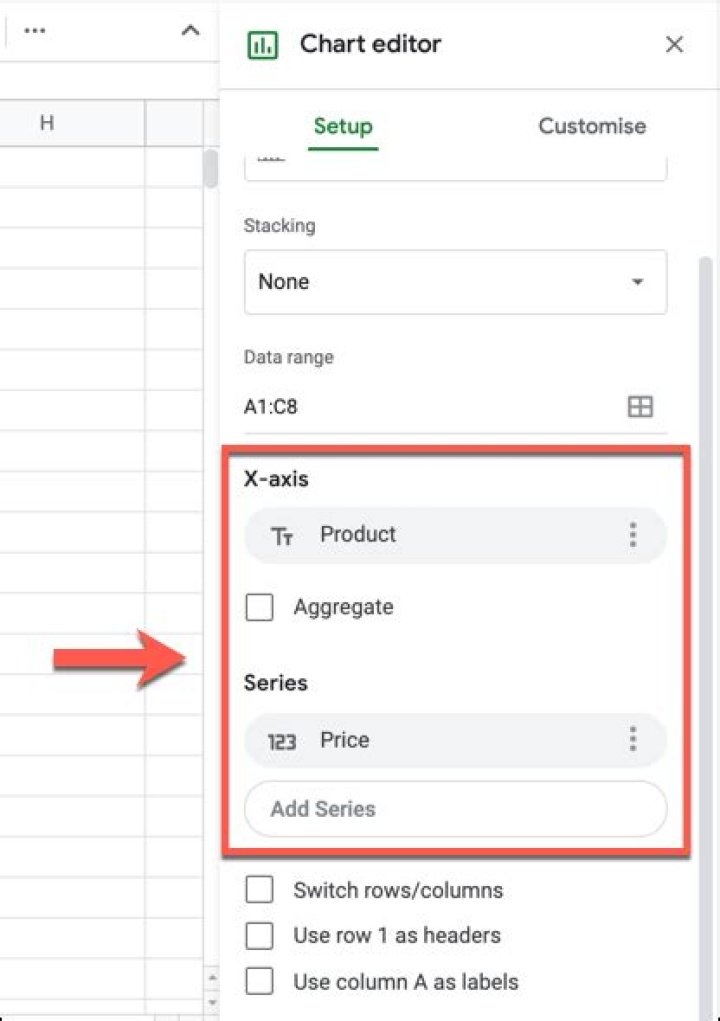 How to switch chart axes in google sheets