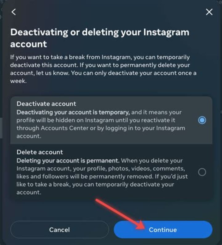 How to temporarily disable your instagram account