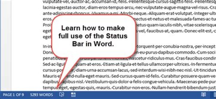 How to use the status bar in word