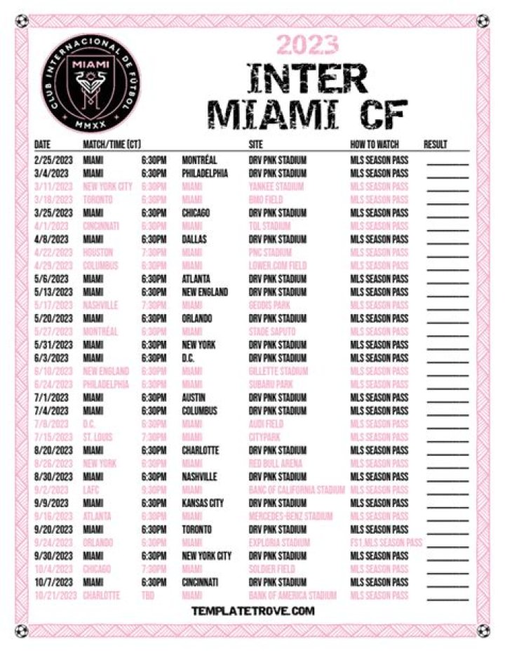 Inter Miami CF - Schedule 2023