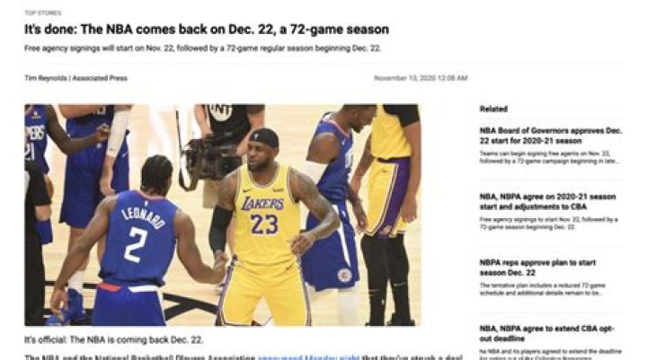 It’s done: The NBA comes back on Dec. 22, a 72-game season