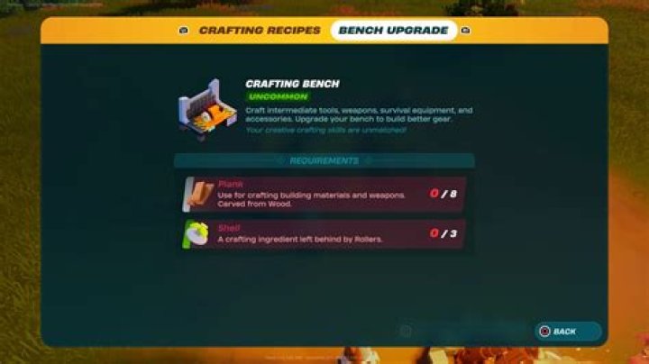 Lego Fortnite Crafting Bench Upgrade List