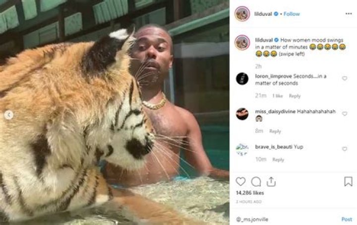 Lil Duval Cracks Fans Up After Posing With Tiger: ‘I Just Wanted to Do That’