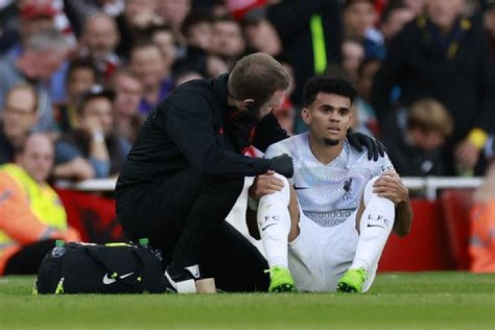 Liverpool ace Luis Diaz leaves Emirates on crutches and with knee brace after picking up injury in Arsenal defeat
