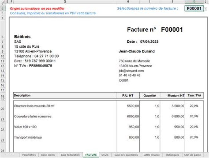 Logiciel devis facture bâtiment gratuit, Excel : ultra-pratique