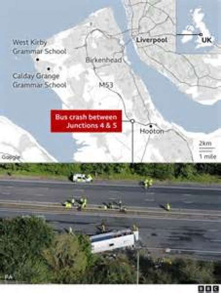 M53 crash: Girl, 14, & driver killed after school bus overturns in major incident which left boy, 14, seriously injured