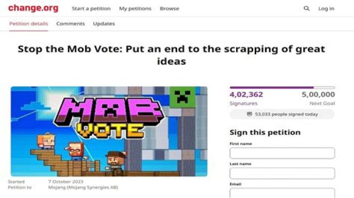 Minecraft Community Petition Demanding Mob Vote End Reaches 300,000 Signatures