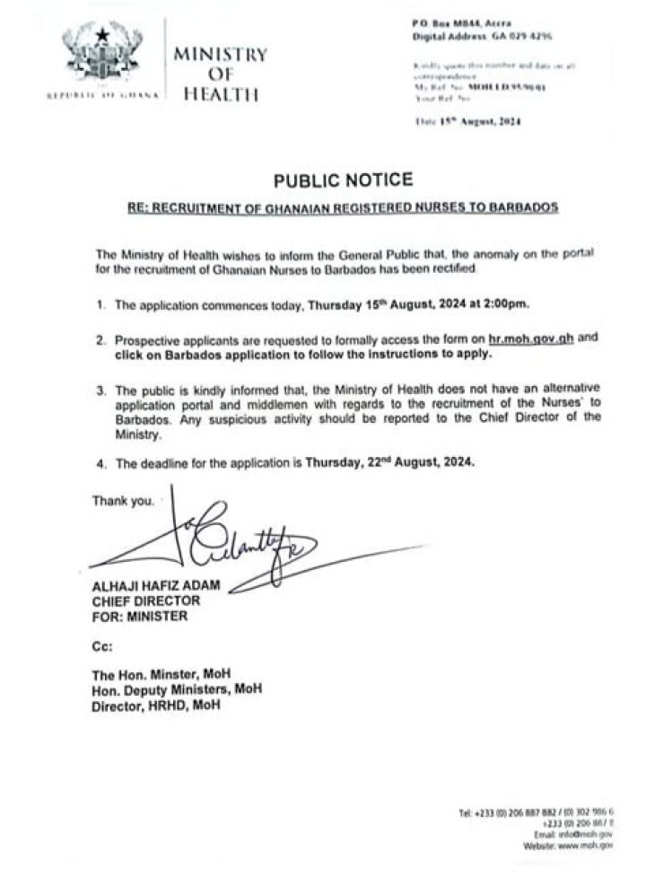 Ministry Of Health Recruitment Of Nurses To Barbados February 2024