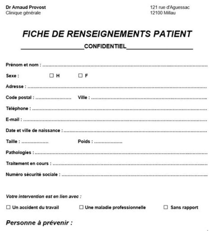 Modèle fiche renseignement patient Word : pro & gratuit