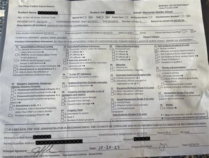 Outraged California Father Fights Suspension for Son Who Attended Football Game In ‘Blackface;’ Claims Security Guard Encouraged His Son to Add More Paint