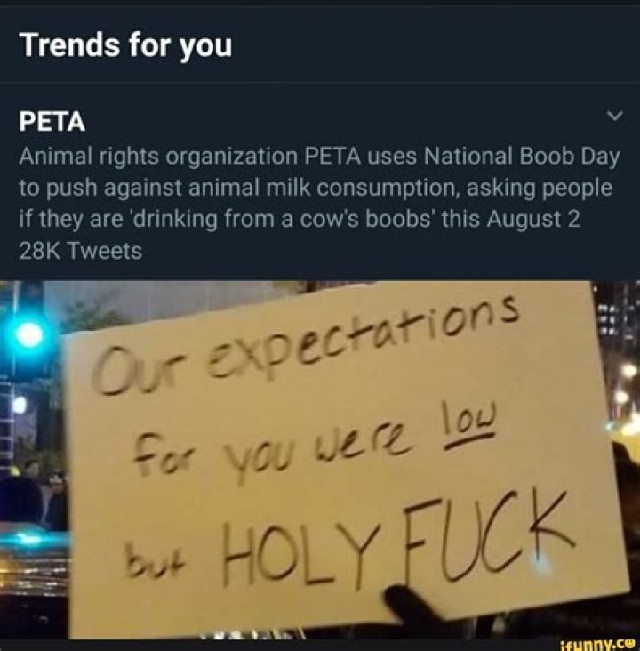 PETA slammed for National Boob Day post as “drinking from a cow’s boob” image leaves Twitter disturbed
