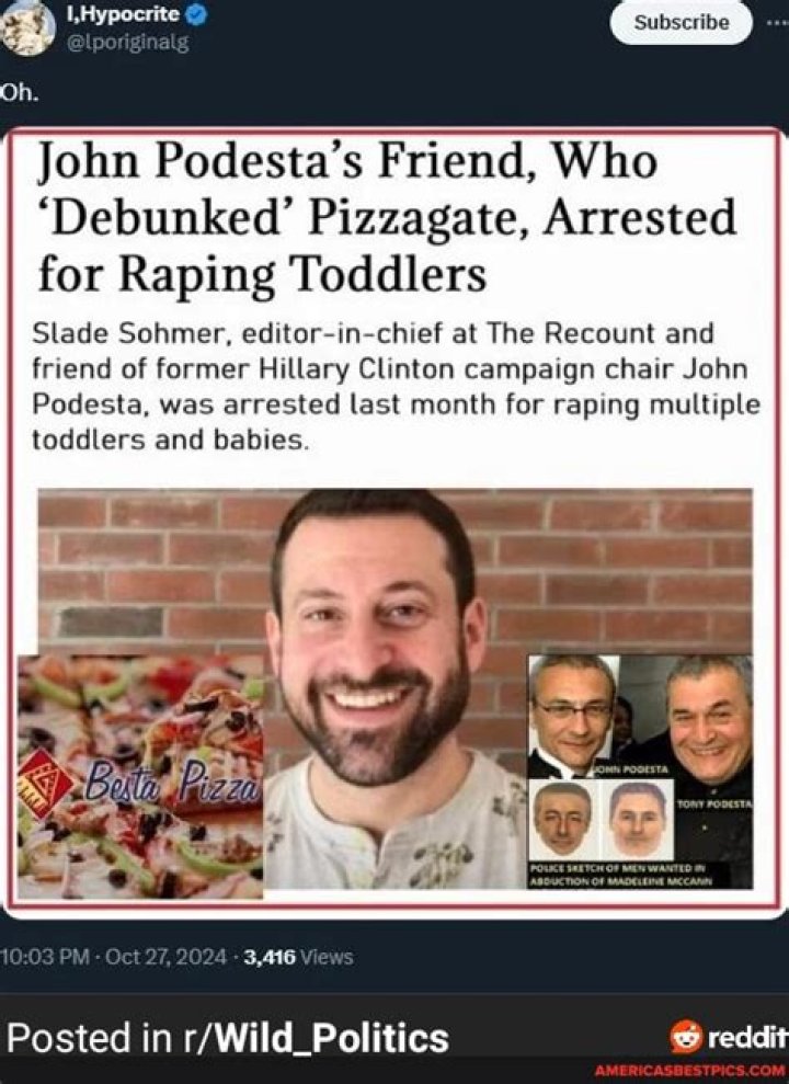 Political figure John Podesta’s friend Slade Sohmer arrested on disturbing charges for child abuse