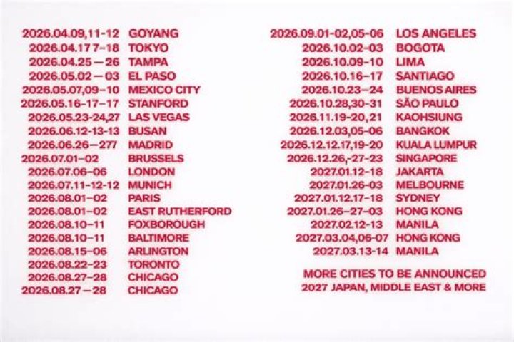 Presale, tickets, dates and cities