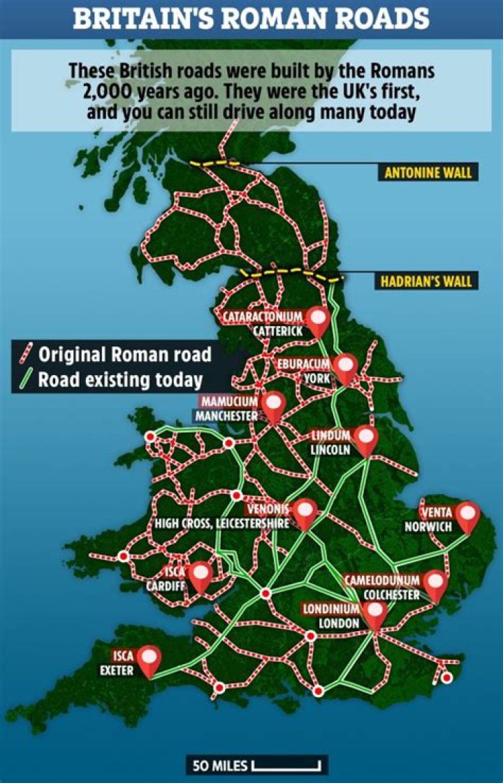 Roman Britain map reveals the ancient roads built 2,000 years ago that you still drive on today