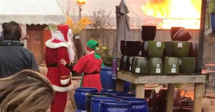 Santa's grotto bursts into flames forcing parents and kids to flee garden centre