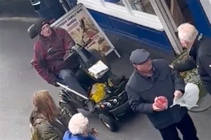 Shocking moment man on mobility scooter runs down another man 'in row over bakery's last pasty'